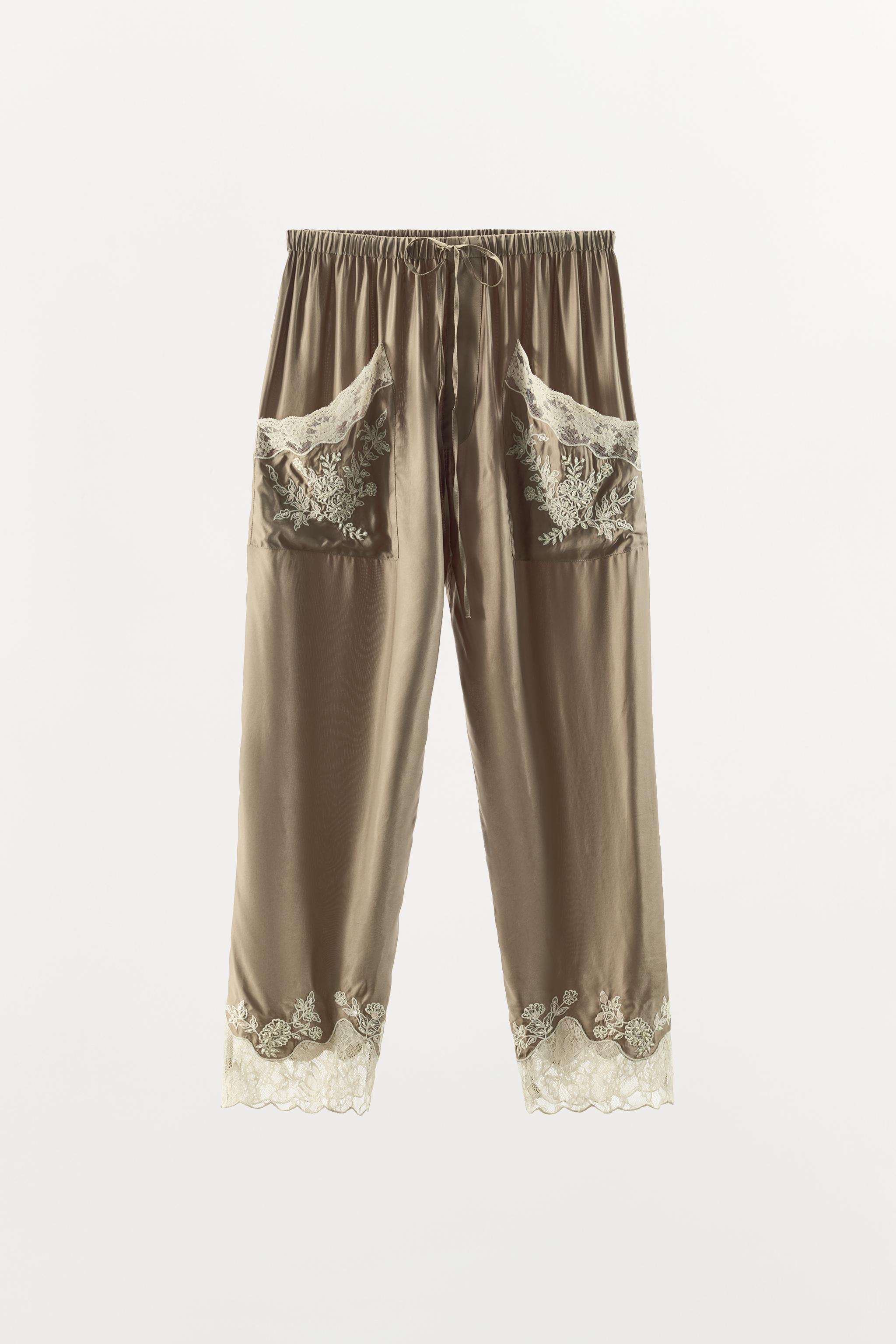 PANTALON LINGERIE BRODÉ EN DENTELLE